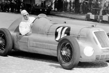 Maurice Trintignant behind the wheel of a Delage during the 1947 Swiss GP.