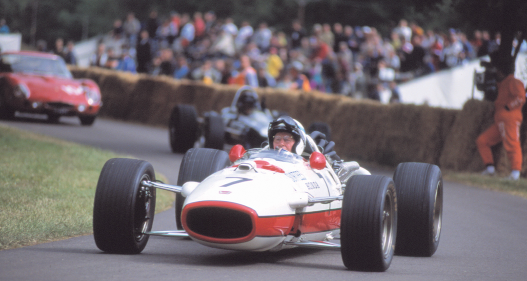 John Surtees and the 1966 Honda RA273 Formula One car.
Photo: Peter Collins