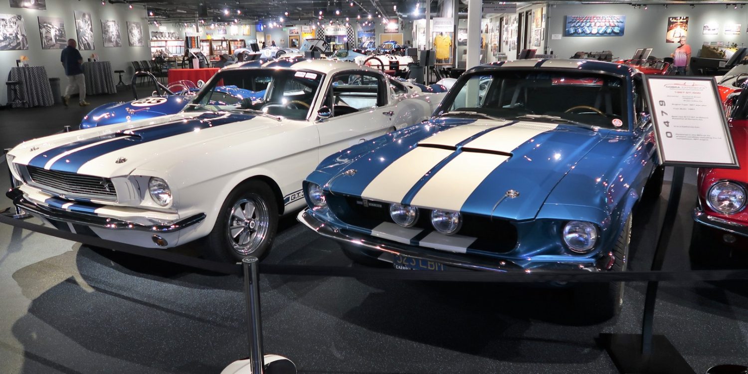 Cars on display in The Cobra Experience