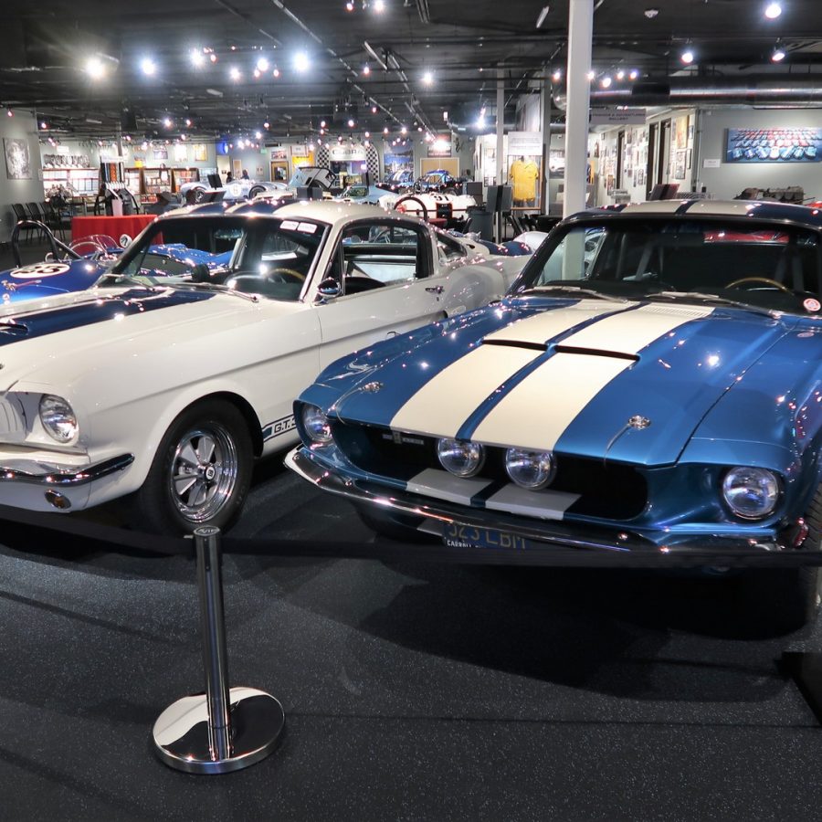 Cars on display in The Cobra Experience