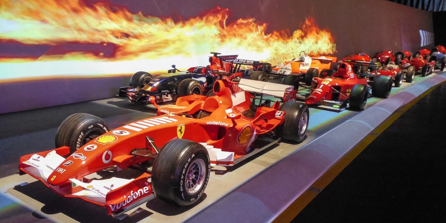 Line of Formula race cars in Torino Auto Museum