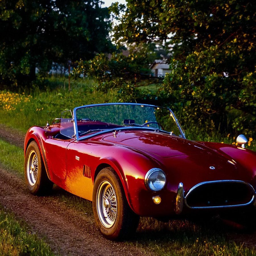 Tom Cotter's Ford Cobra on dirt road in country