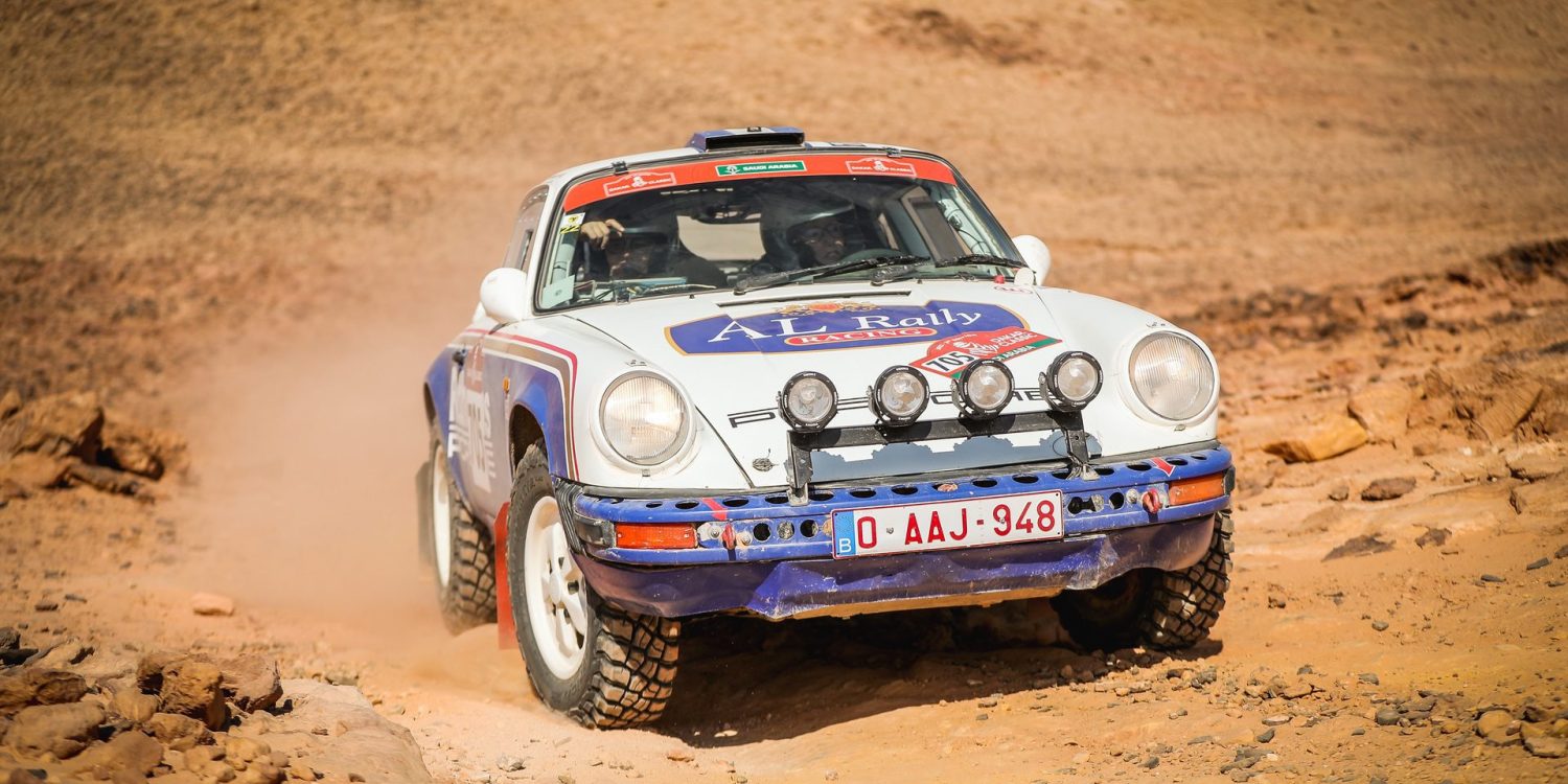 1982 Porsche 911SC in desert during Dakar Classic