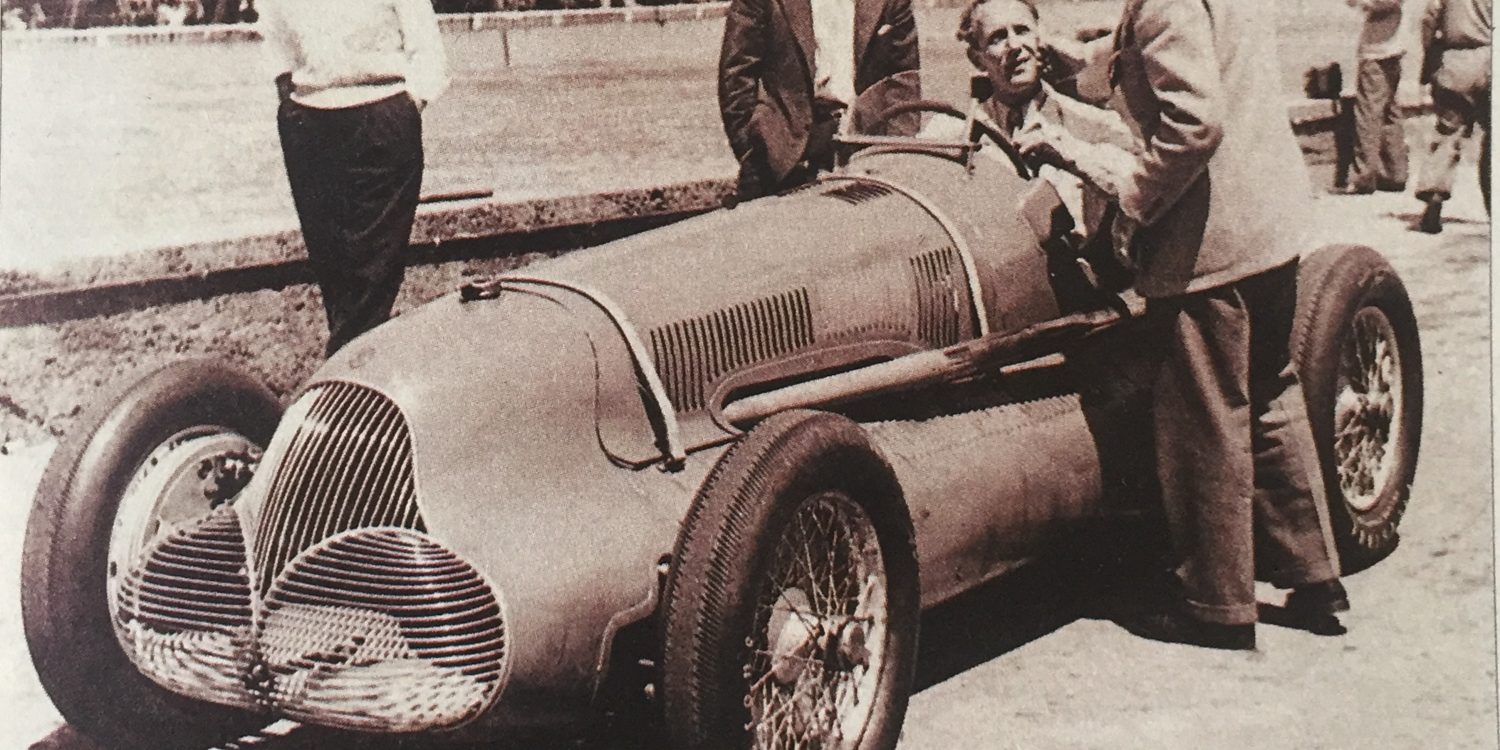 Gerard in the old Maserati at Indy.