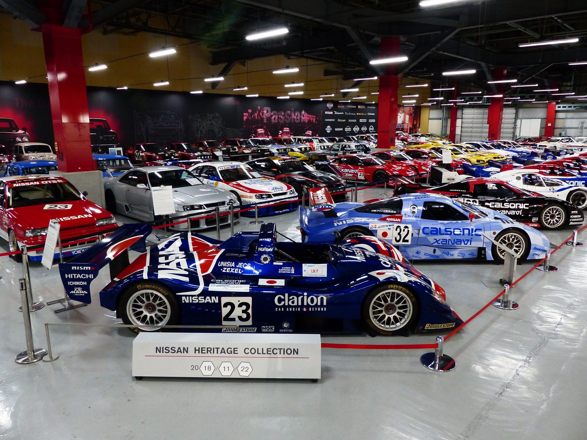 Cars on display at Nissan Heritage Collection in Japan