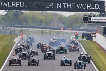 Fighting for position at the start of the 'Mad Jack' race for pre-war Sports Cars