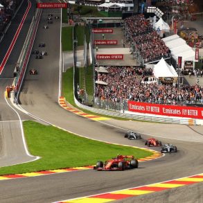 Formula 1 cars on racetrack