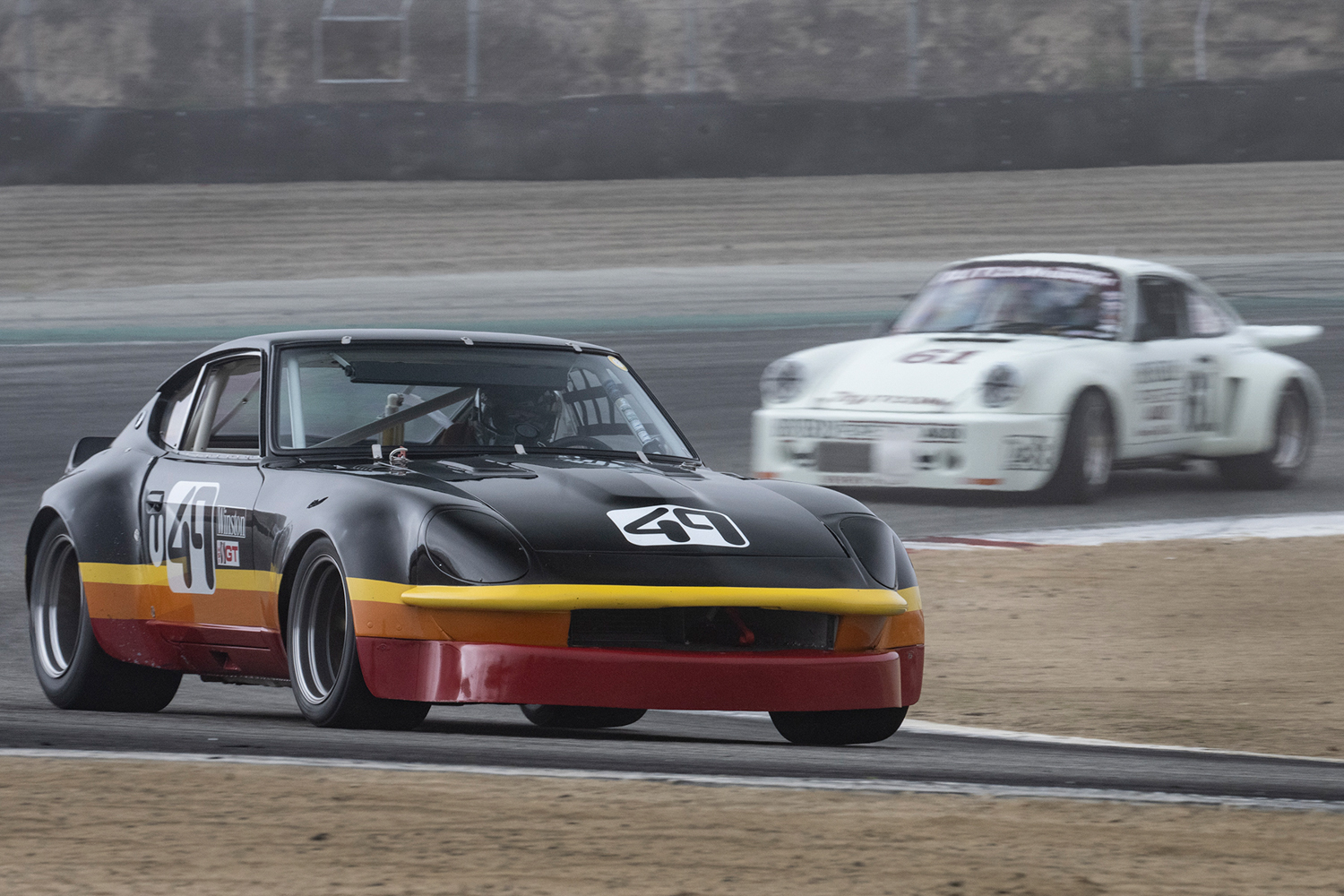Rob Fuller - 1972 Datsun 240Z in two as Friday's fog clears. Dennis Gray