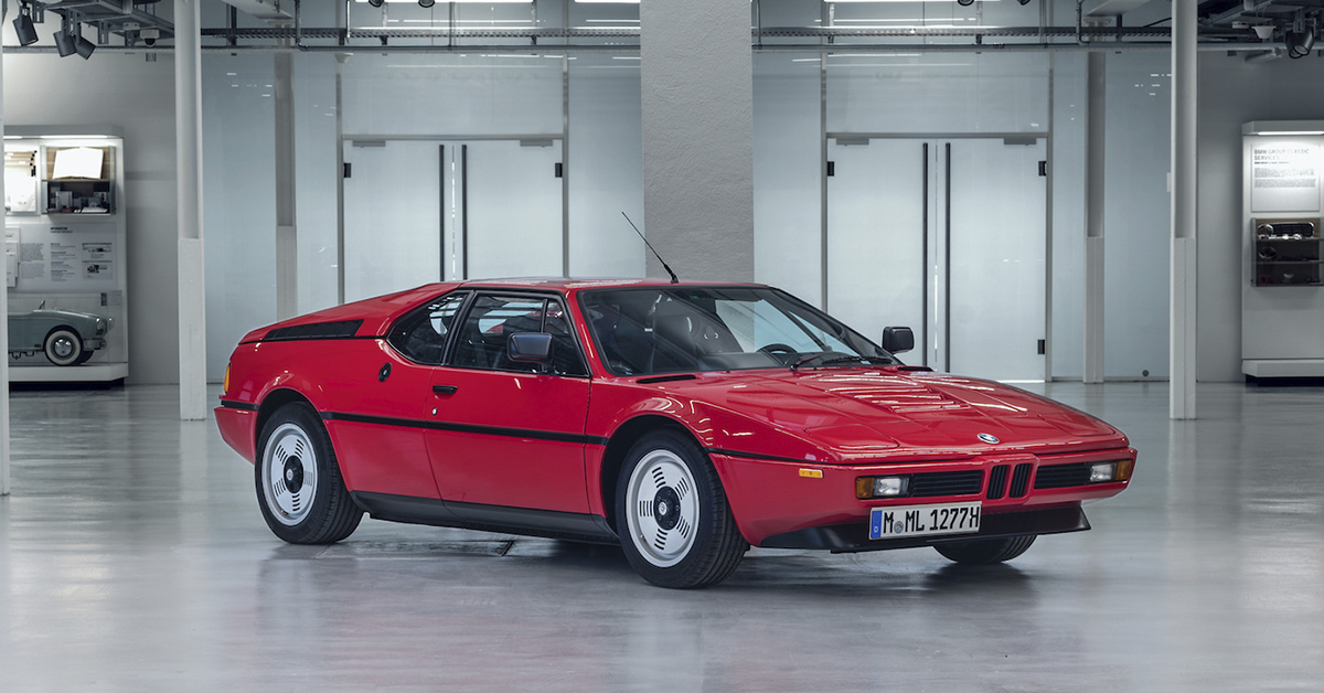 Photo of a red BMW M1 at the BMW museum