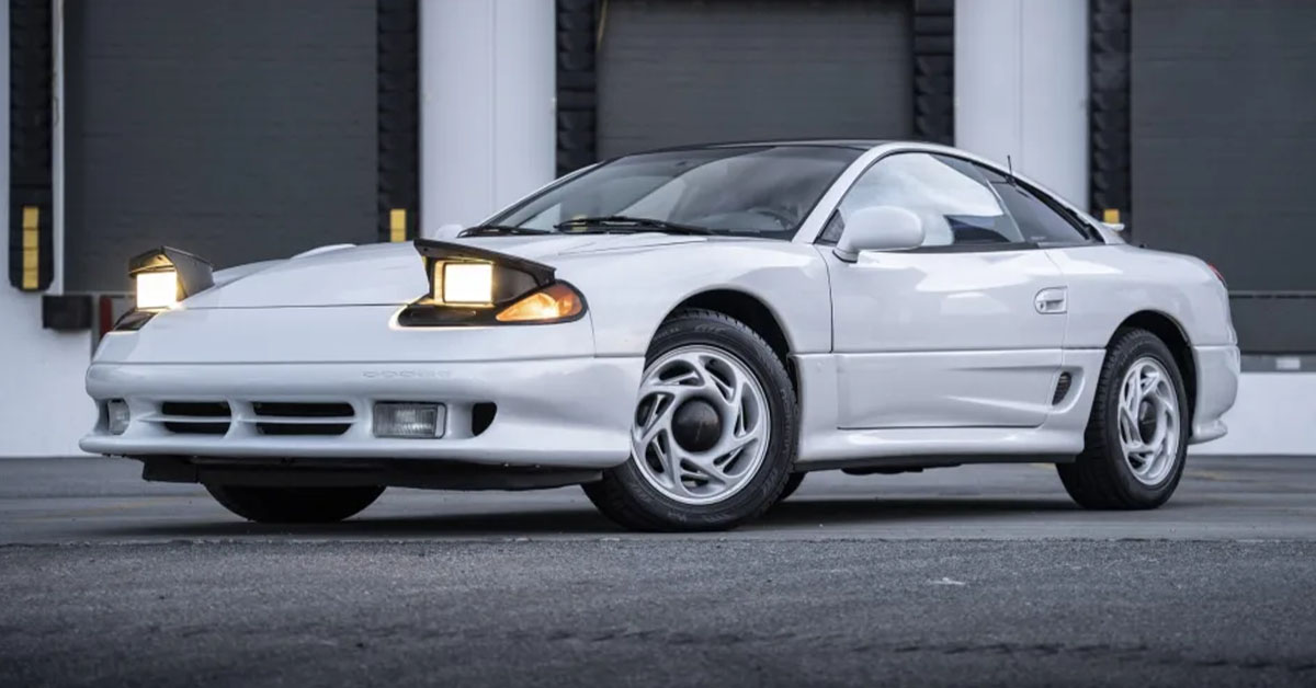 Photo of a white Dodge Stealth R/T with pop-up headlights
