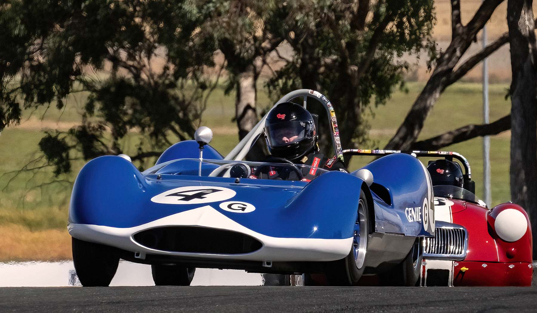 Bob Roth's 1963 Genie Mk. IV SR in turn two. Dennis Gray;Dennis Gray