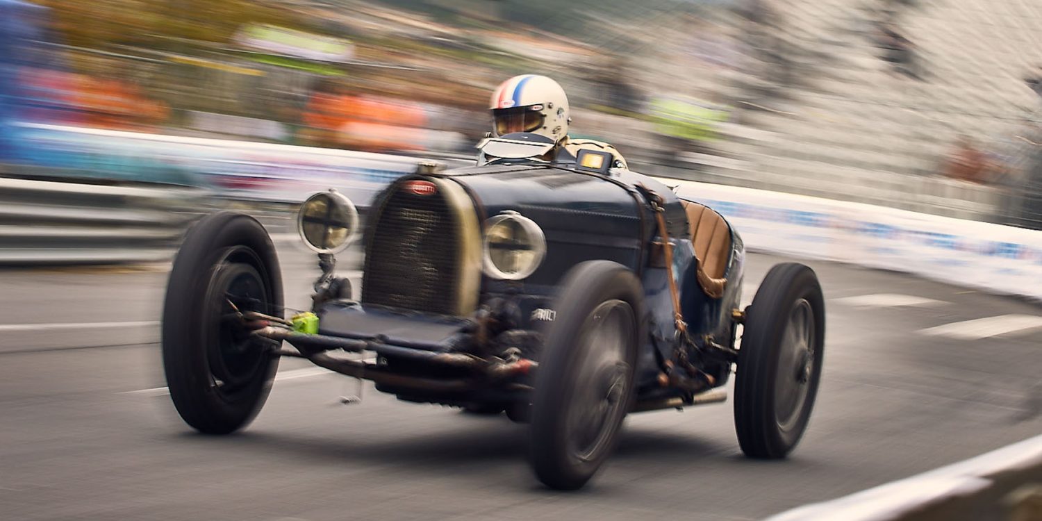 A Bugatti exits the final hairpin in qualifying.