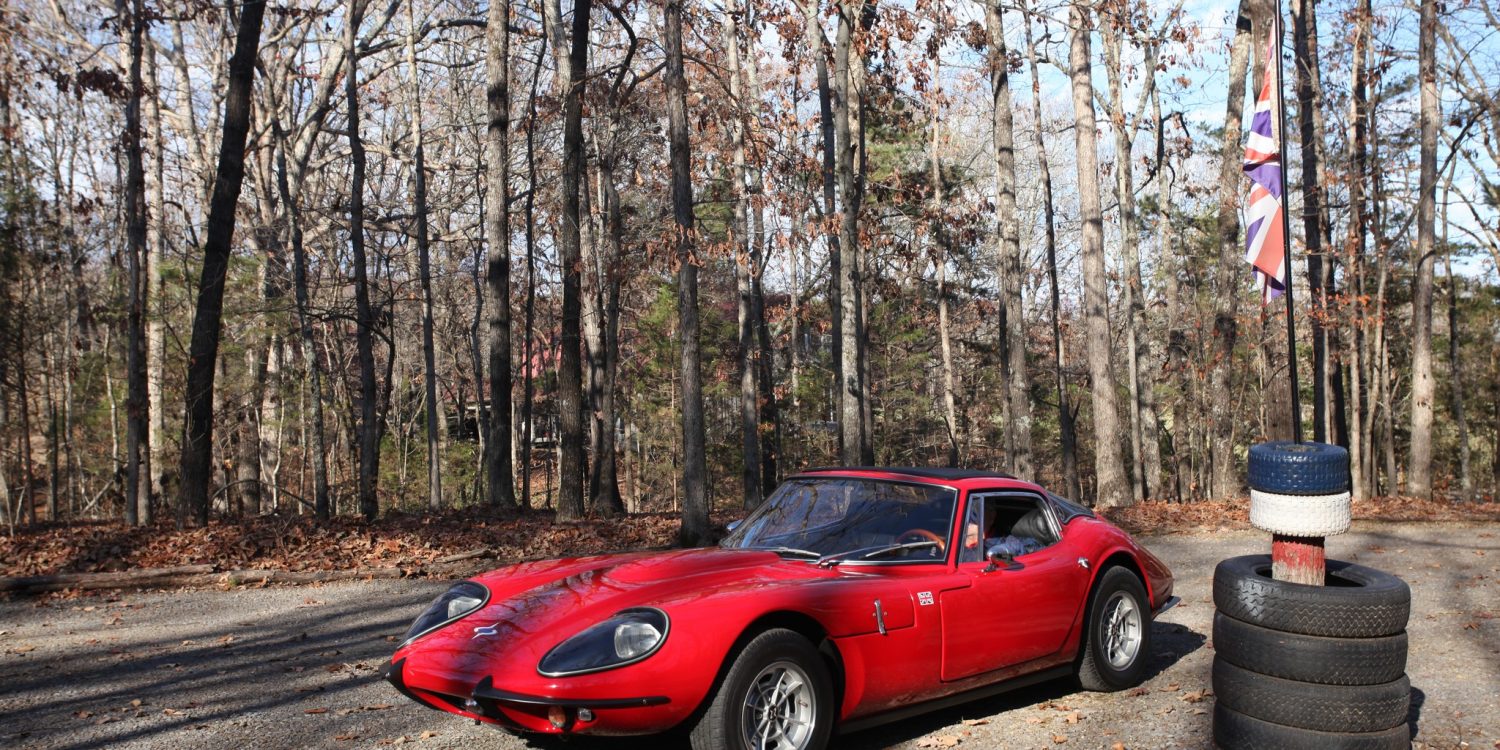 Batovsky's Marcos V6 GT, appropriately next to a British flag.