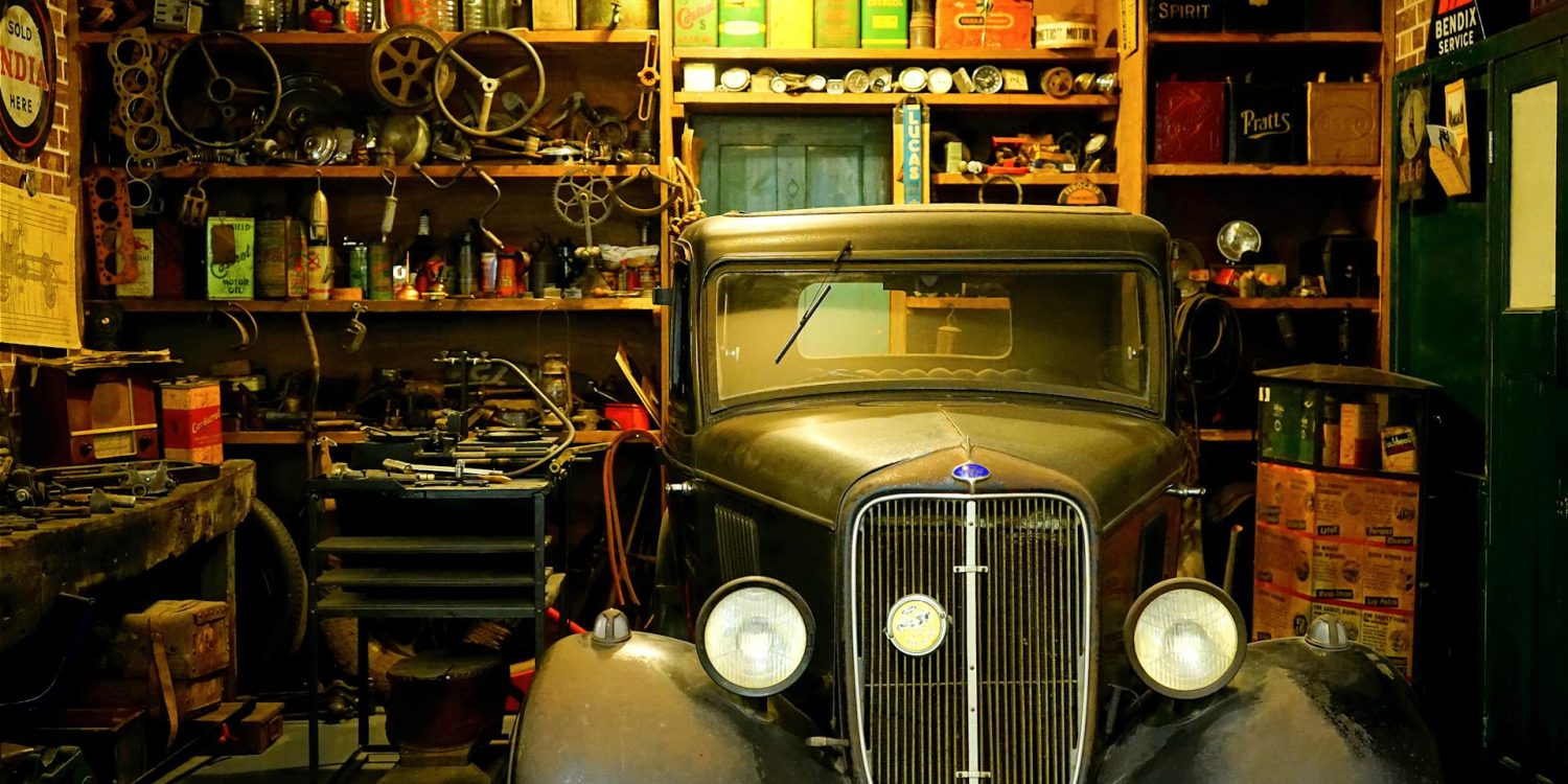 Classic car in a garage