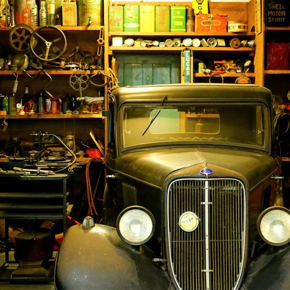 Classic car in a garage