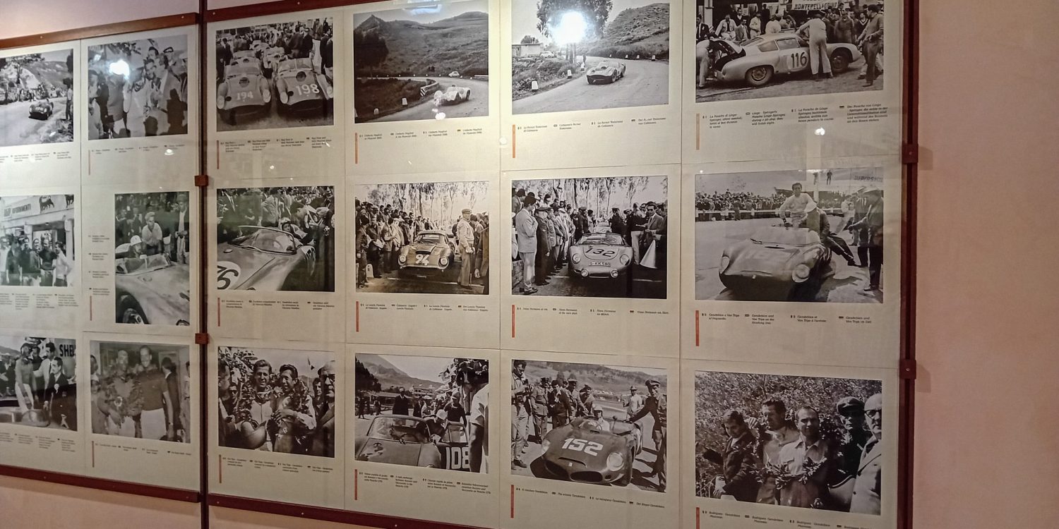 Display of historical photos depicting various scenes in the Targa Florio over the years.Glen Smale