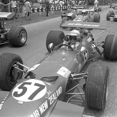 Aboard the Ferrari 246T, Graeme Lawrence gets ready for the start of the 1970 Singapore GP. Photo courtesy of the SNL