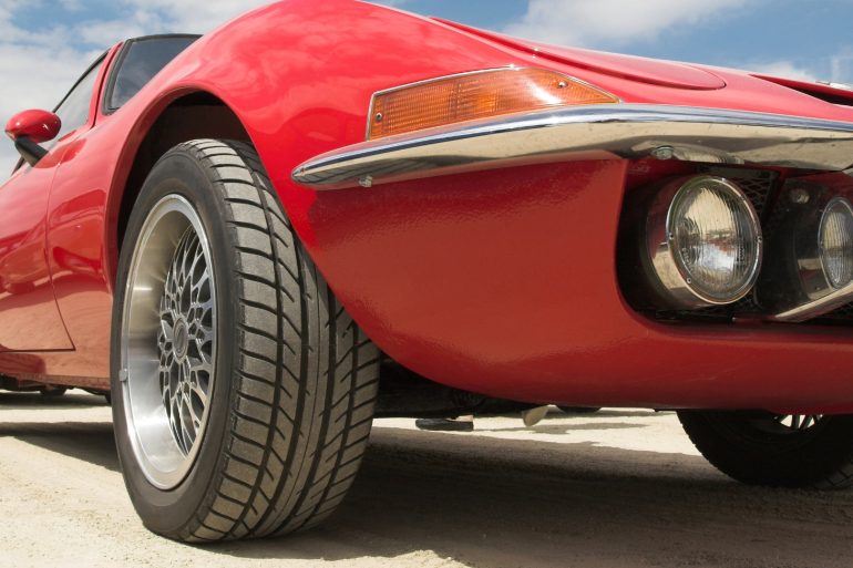 Sports-car tire close up