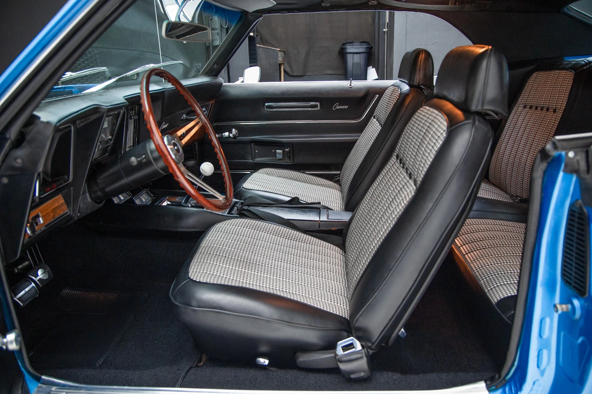 Front seats of a 1969 Lemans Blue Camaro Super Sport