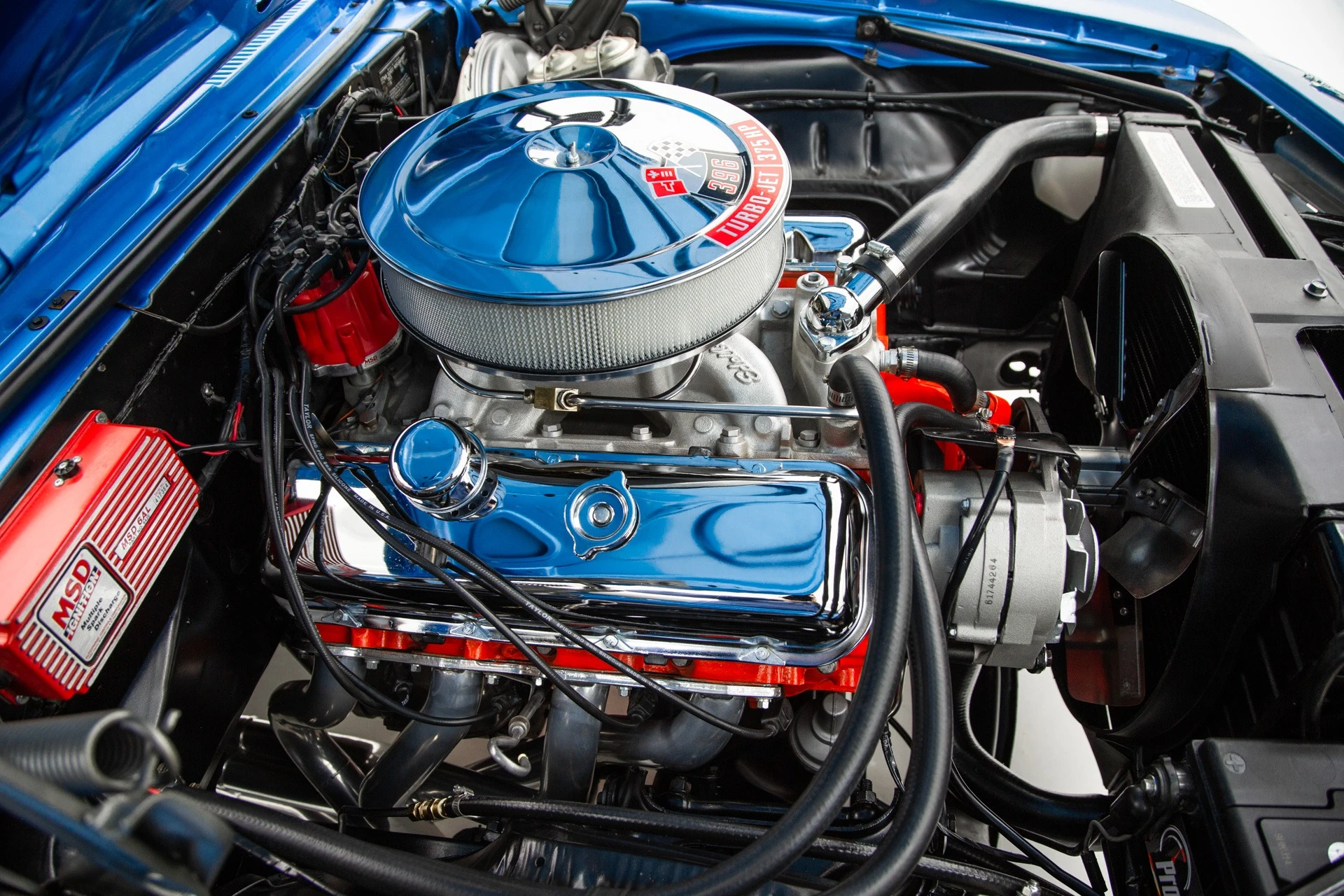 Engine bay of a 1969 Chevrolet Camaro