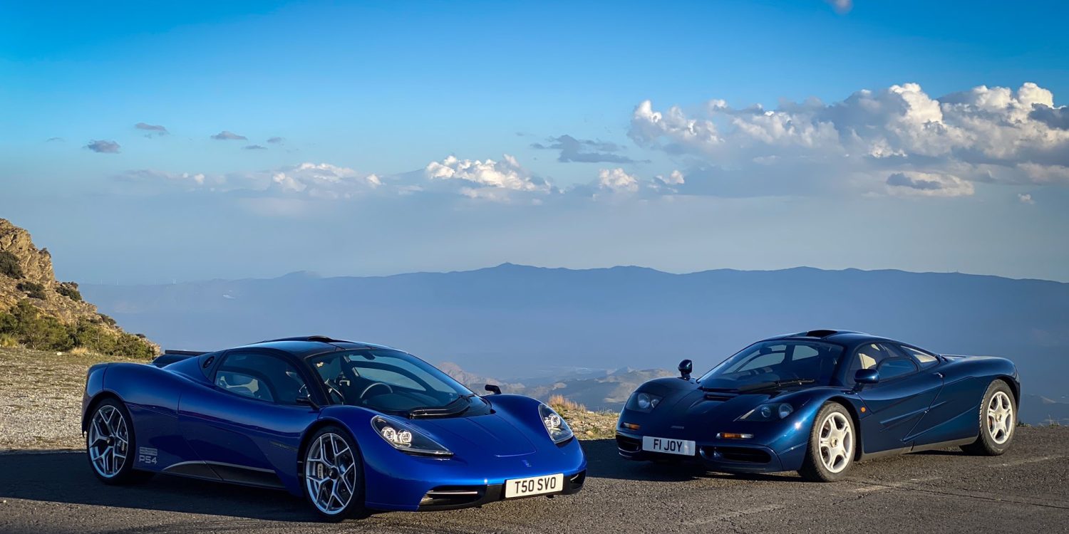 Blue GMA T.50 next to a blue McLaren F1