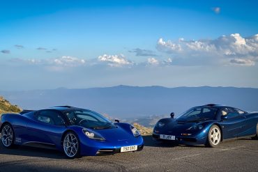 Blue GMA T.50 next to a blue McLaren F1