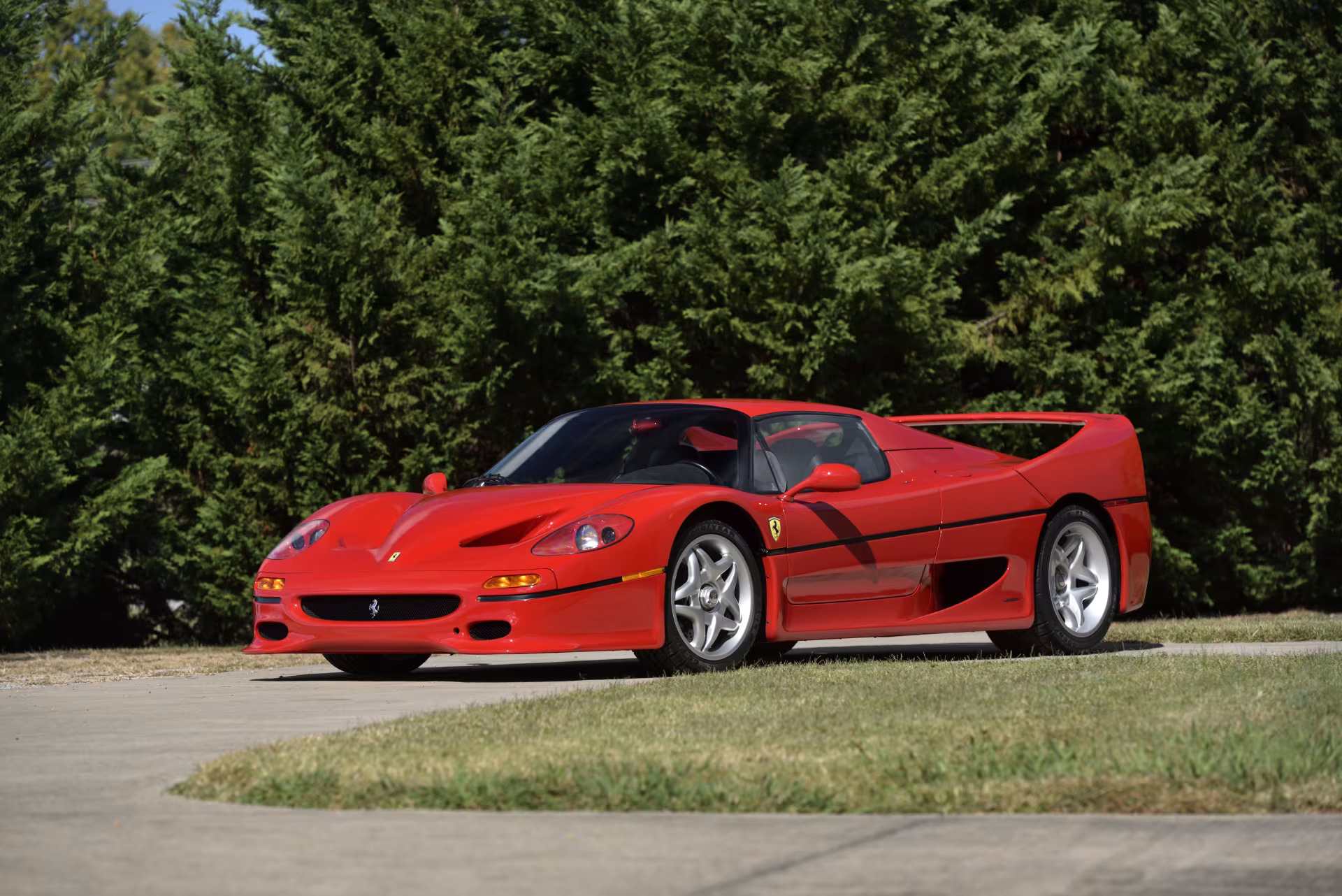 Three-quarter side view of a 1995 Ferrari F50 from the Bachman Ferrari Collection