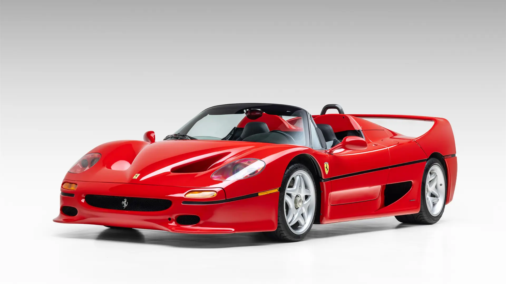 Three-quarter front view of a Ferrari F50