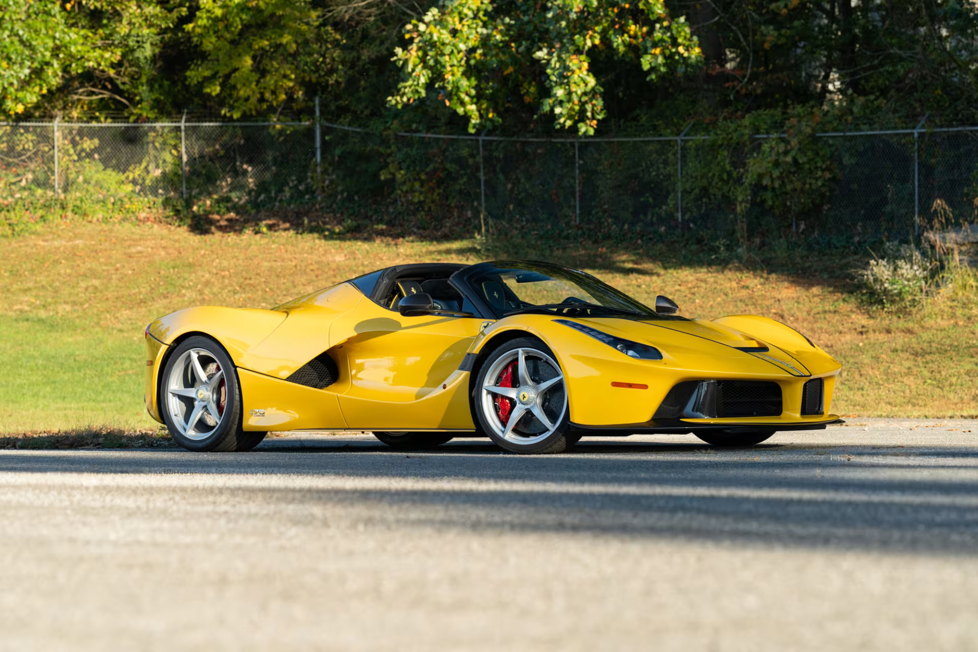 Three-quarter side view of a 2017 Ferrari LaFerrari Aperta from the Bachman Ferrari Collection.