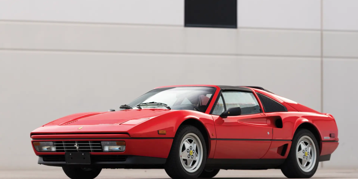 3/4 front view of a red Ferrari 208 GTB Turbo
