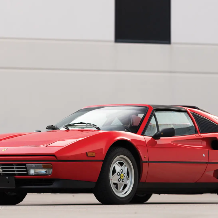 3/4 front view of a red Ferrari 208 GTB Turbo