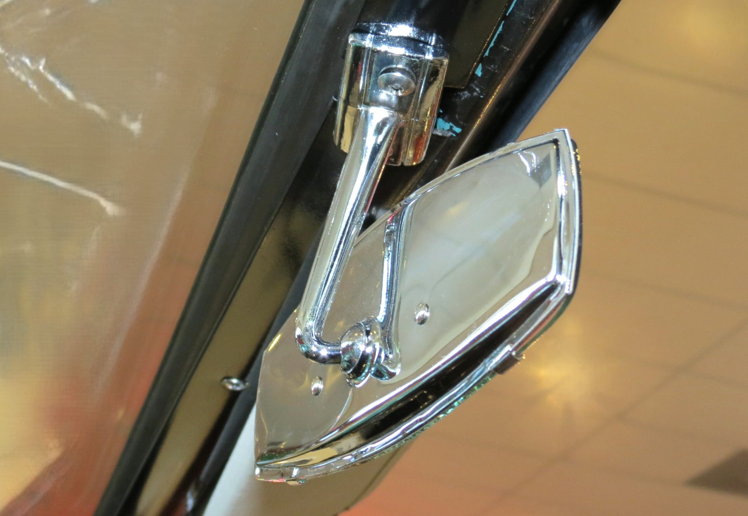 Rearview mirror on a classic car