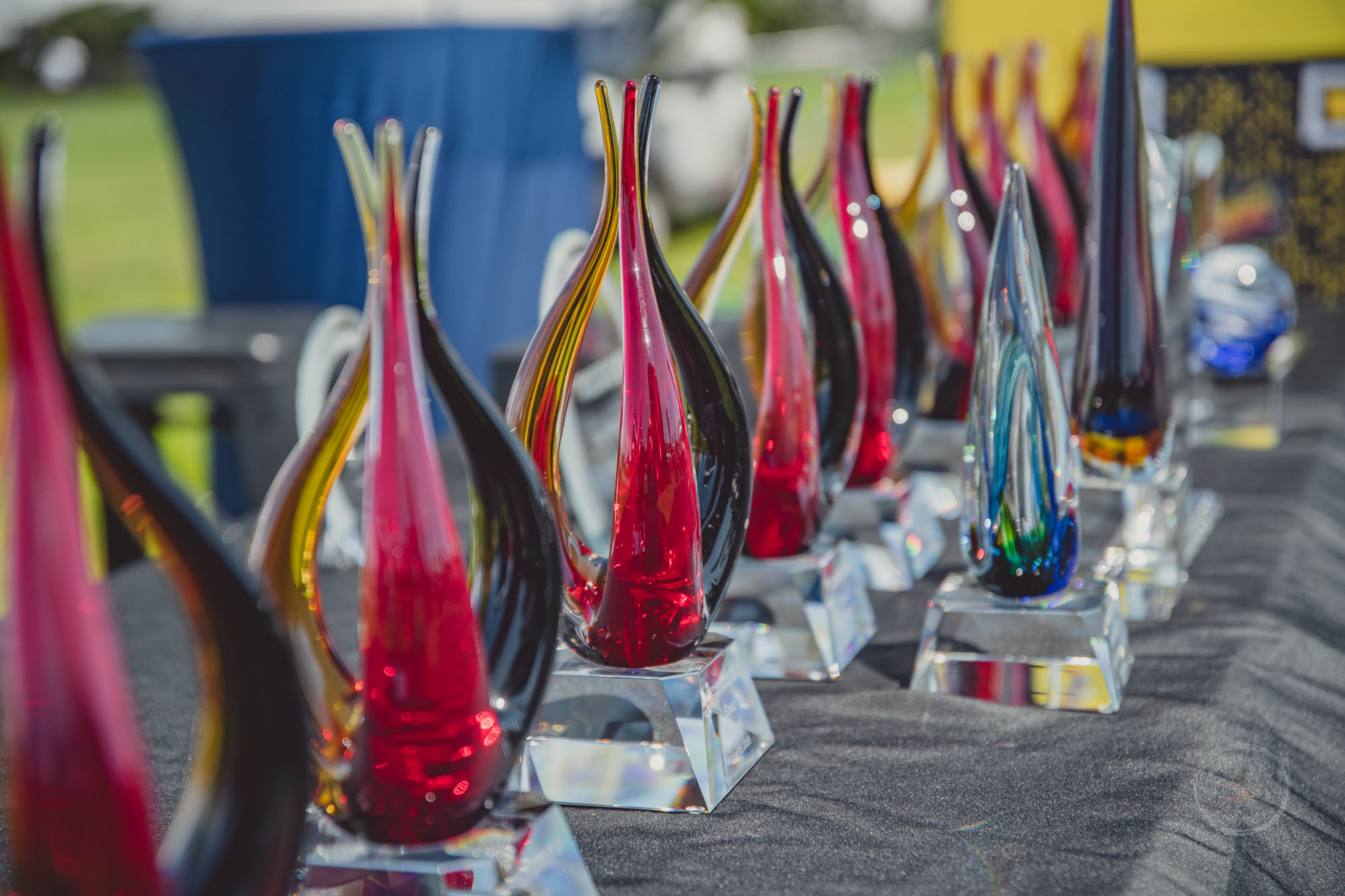 The trophies are beautiful works of glass art