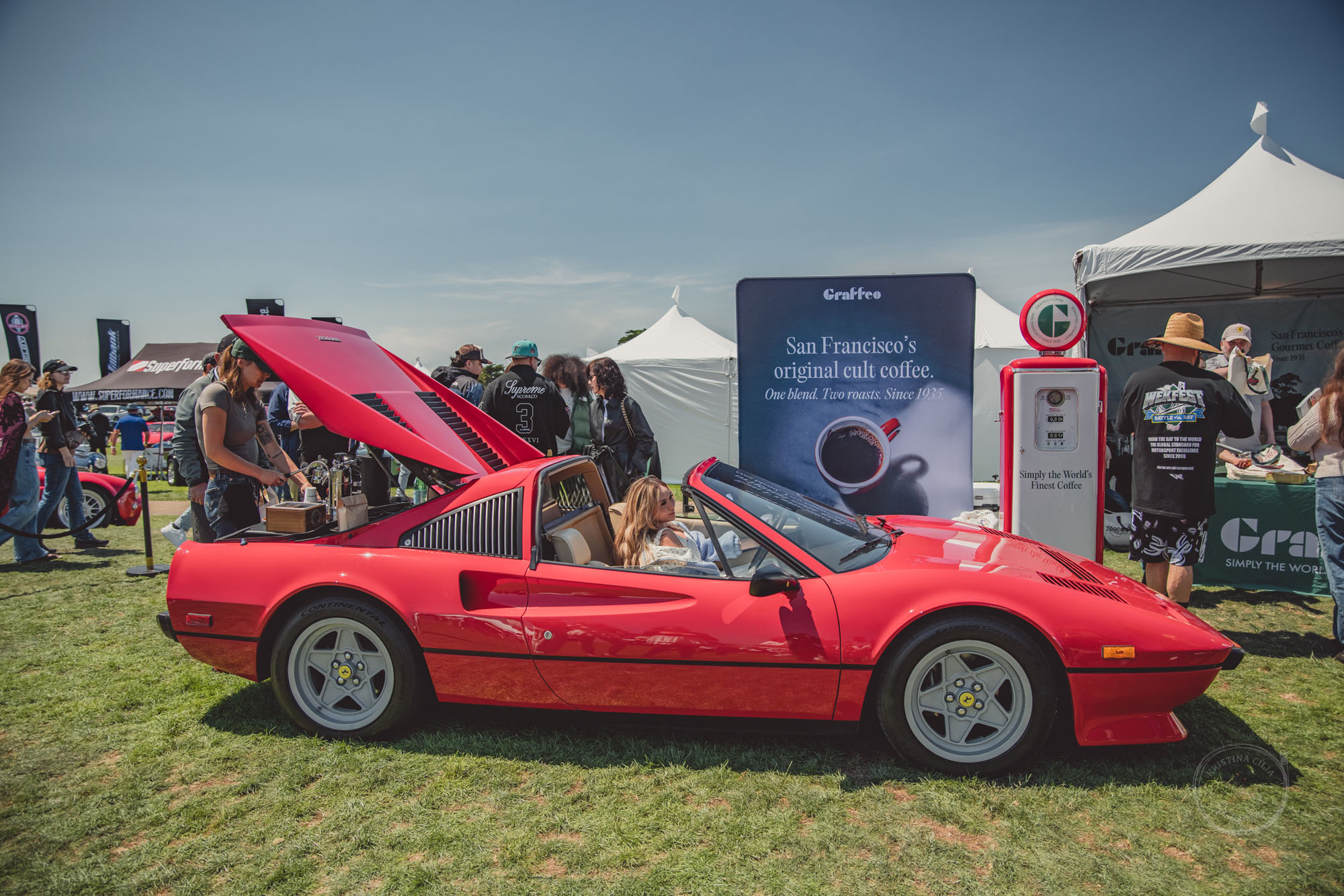 You know your Italian when you make coffee out of the back of a Ferrari!